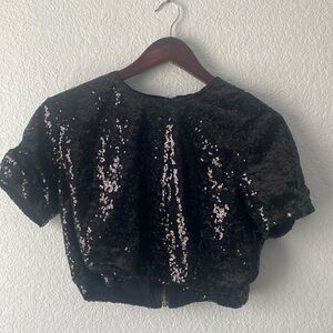 Black sequins crop top